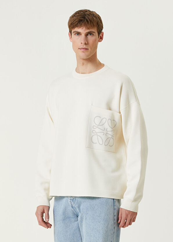 Loewe Beyaz Logo Jakarlı Kazak - 1