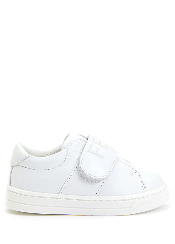 Fendi White Logo Unisex Child Leather Sneaker - 1