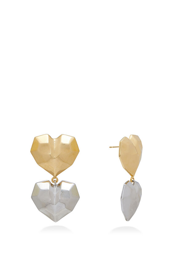Beymen Club Gold Silver Womens Puzzle Heart Earrings - 1