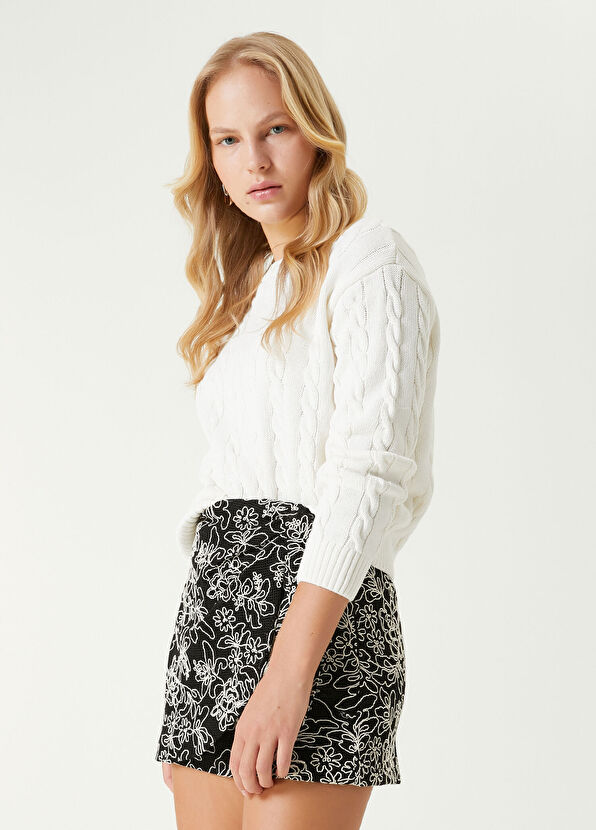 Beymen Club Kırık Beyaz Saç Örgü Kazak - 1