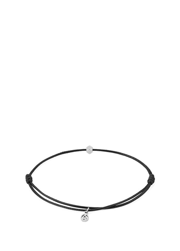 Siyah Şans Gümüş Kaplama Çelik Erkek Bileklik - Görsel 3