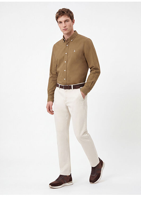 Beymen Club Comfort Fit Light Khaki Gabardine Textured Shirt - 2