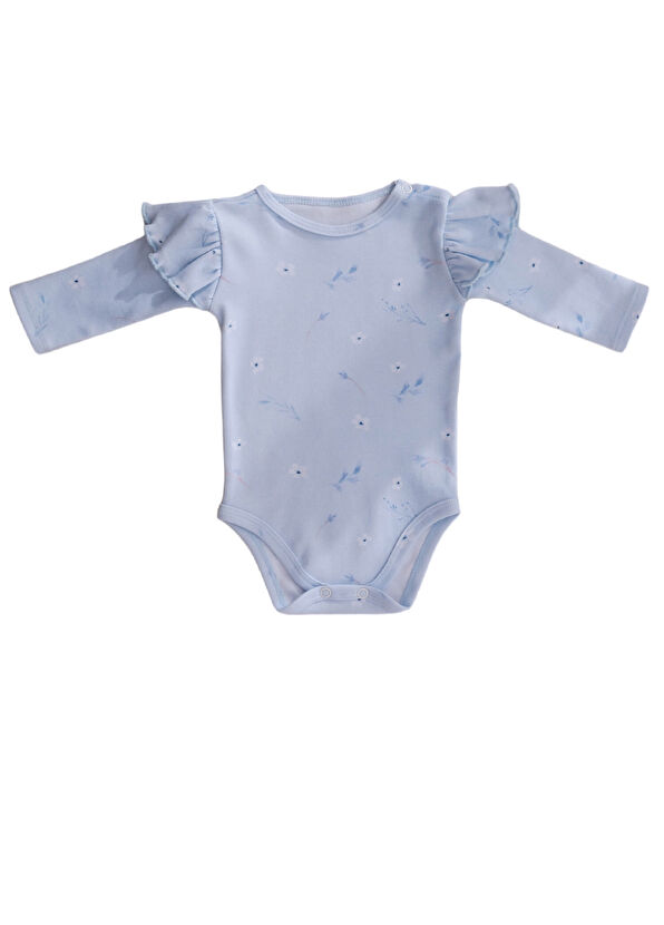 Lilou Atelier Fleury Light Blue Baby Girl Organic Cotton Bodysui - 1