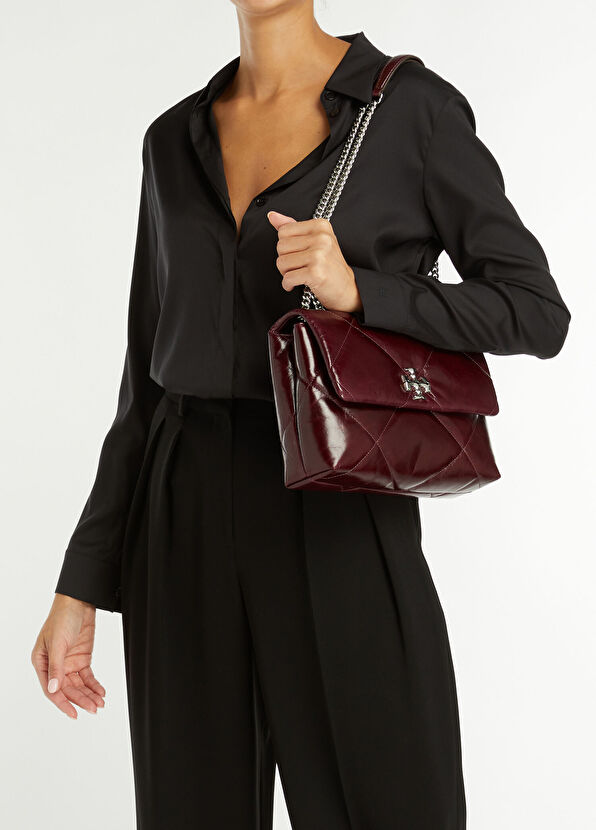 Tory Burch Kira Diamond Koyu Bordo Kadın Deri Omuz Çantası - 2