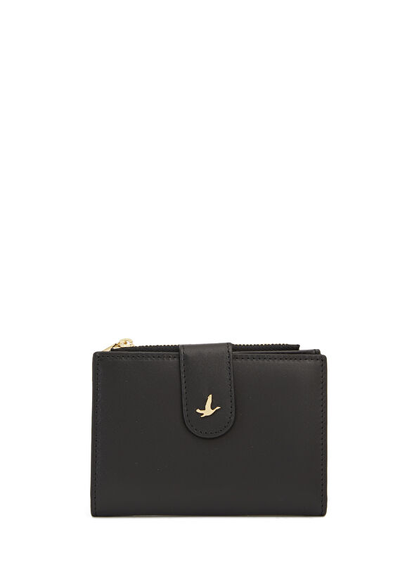 Beymen Club Siyah Metal Kuş Logolu Kadın Deri Küçük Cüzdan - 1