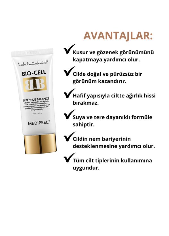 MEDIPEEL 5 Peptide Balance Bio-Сell Peptit İçeren BB Krem 50 ml  - 3