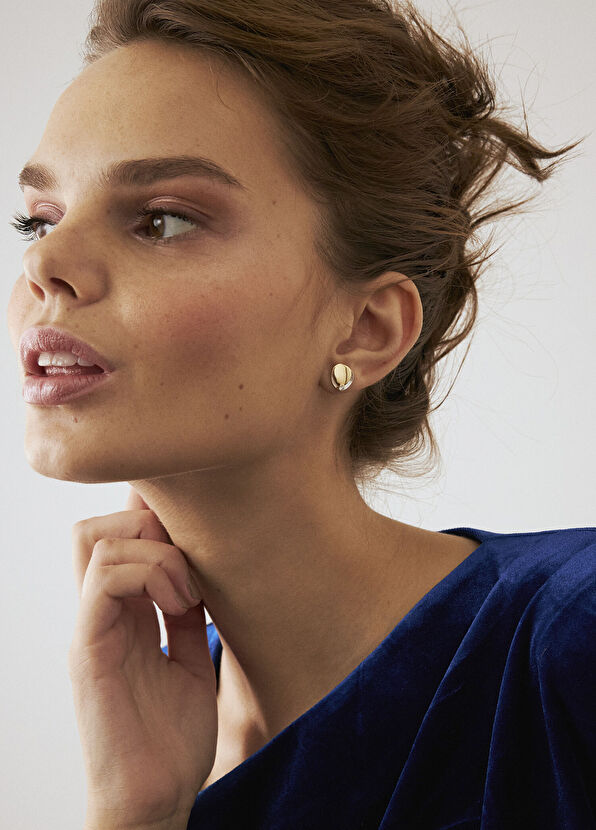 Orena Jewelry Zircon Texture 14 Karat Gold Women's Earrings - 4