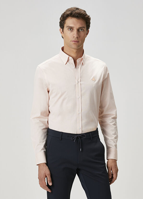 Beymen Club Comfort Fit Kayısı Çizgili Gömlek - 1