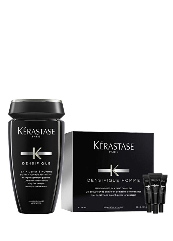 Kerastase Densifique Homme Erkekler İçin Parlaklık Verici Yoğunlaştırıcı Şampuan 250 ml + Bakım Kürü 30x6 ml 2'li Saç Bakım Seti - 1
