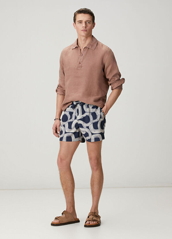 Beymen Club Navy Blue Patterned Short Swimsuit - 1