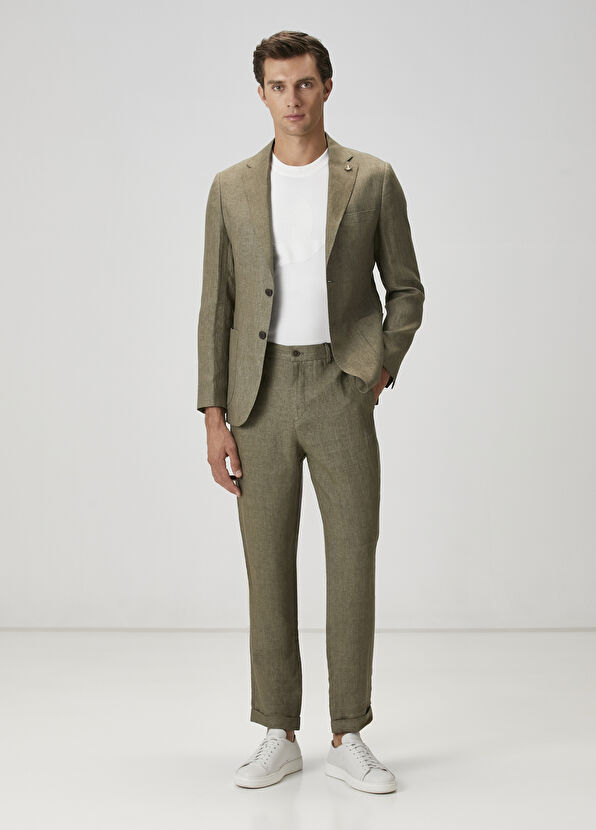 Beymen Club Open Khaki Linen Trousers - 1