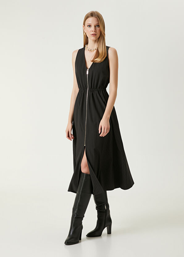 Beymen Club Siyah Çizgili Midi Elbise - 1