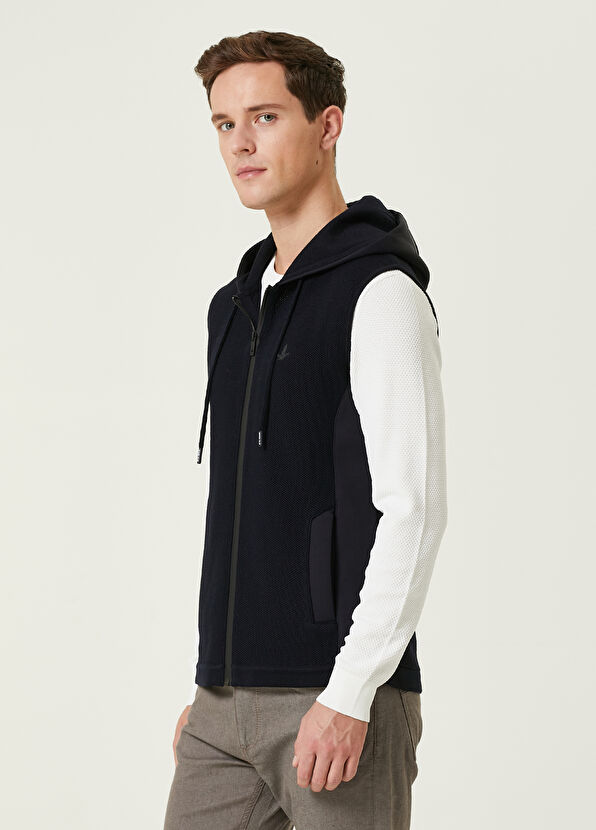 Beymen Club Navy Blue Hooded Wool Knit Vest - 4