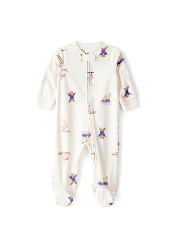 Carter's Ecru Baby Girl Fleece Jumpsuit - 1
