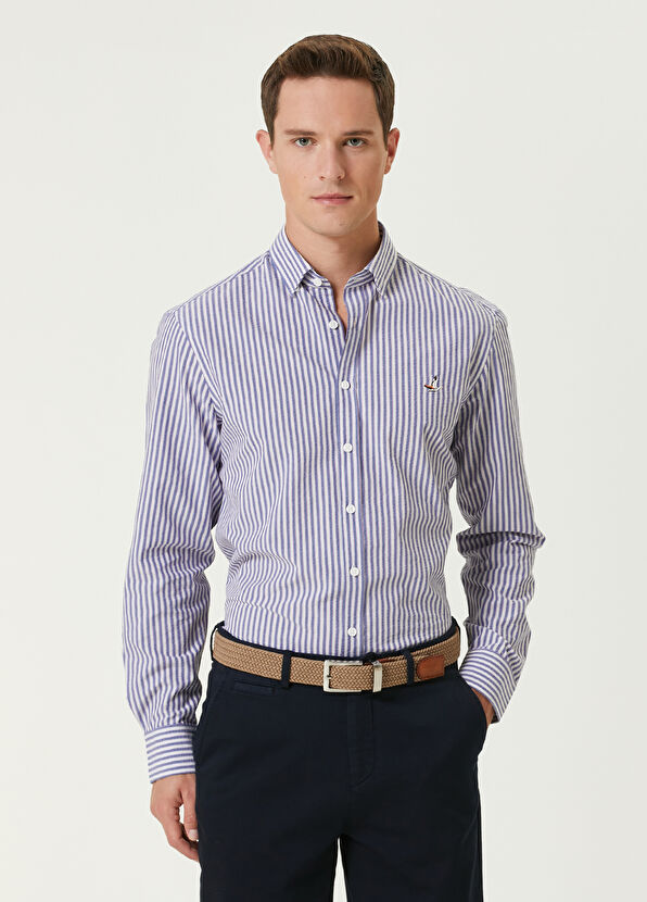 Beymen Club Comfort Fit Saks Çizgi Desenli Gömlek - 1