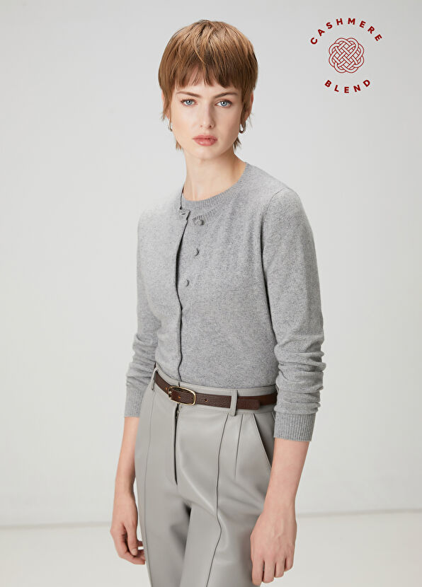 Beymen Club Grey Cashmere Blend Cardigan - 1