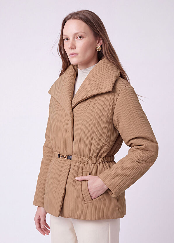 Beymen Club Koyu Bej Çizgi Dokulu Fashion Mont - 3