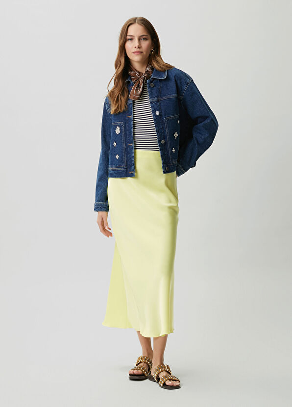 Beymen Club Indigo Embellished Boxy Denim Jacket - 3