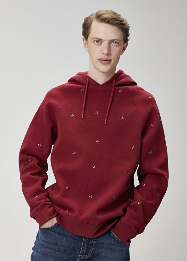 Beymen Club Kırmızı Kapüşonlu Logo Nakışlı Sweatshirt - 2