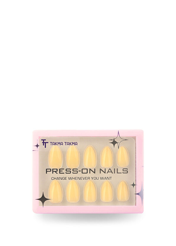 Takma Takma Sarı Kısa Badem 30'lu Protez Takma Tırnak MKBD1738 - 1