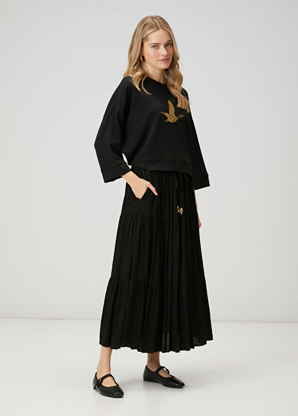 Beymen Club Siyah Jakarlı Uzun Etek - 1