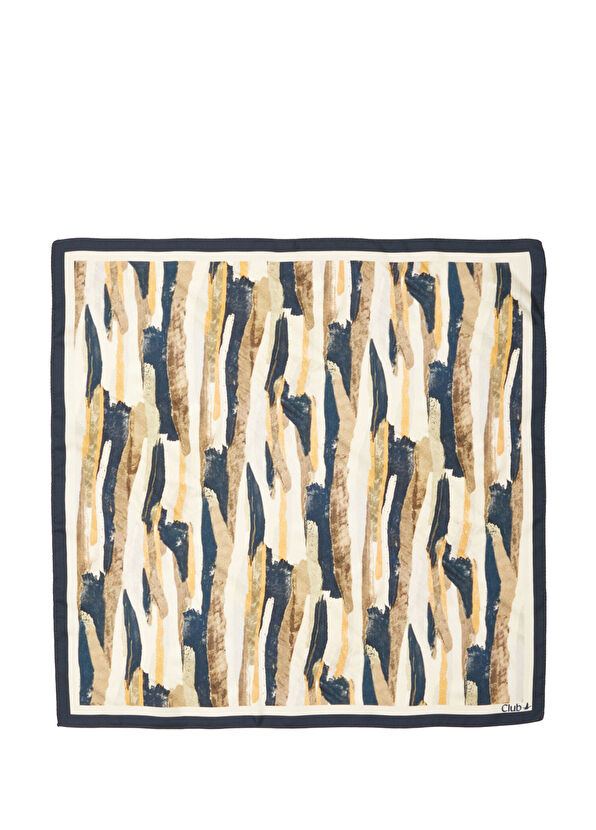 Beymen Club Khaki Brush Print Silk Scarf - 1