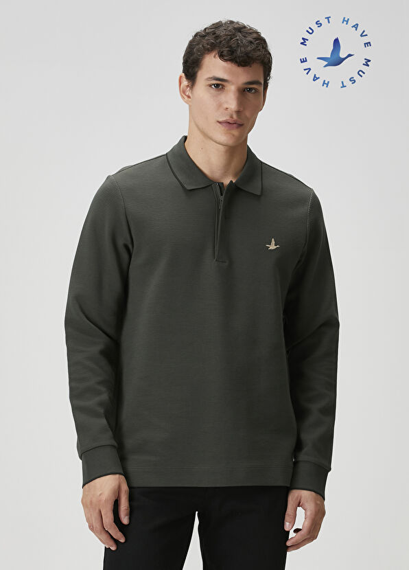 Beymen Club Comfort Fit Haki Polo Sweatshirt - 1