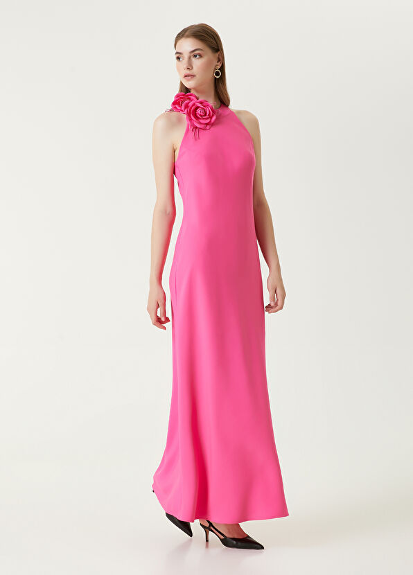 Beymen Club Pembe Çiçek Detaylı Midi Abiye Elbise - 1