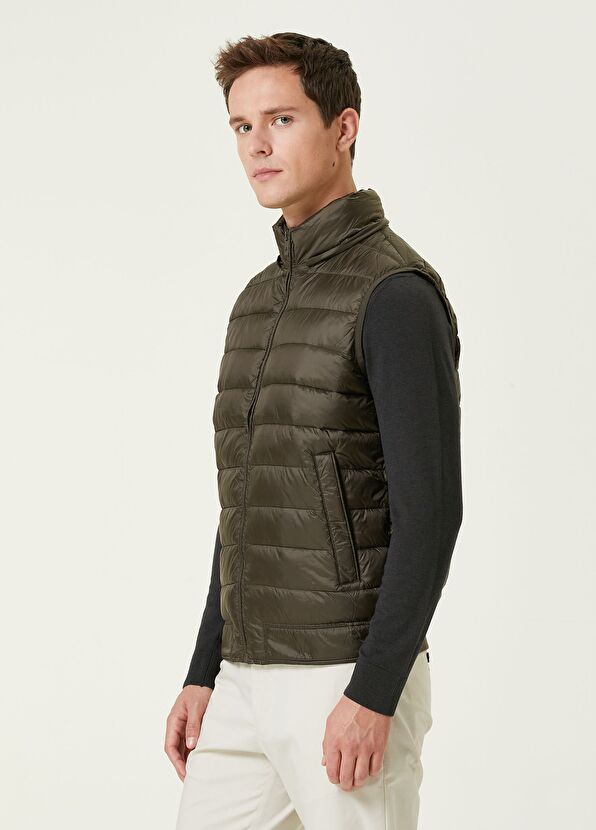 Beymen Club Khaki Hooded Quilted Vest - 4