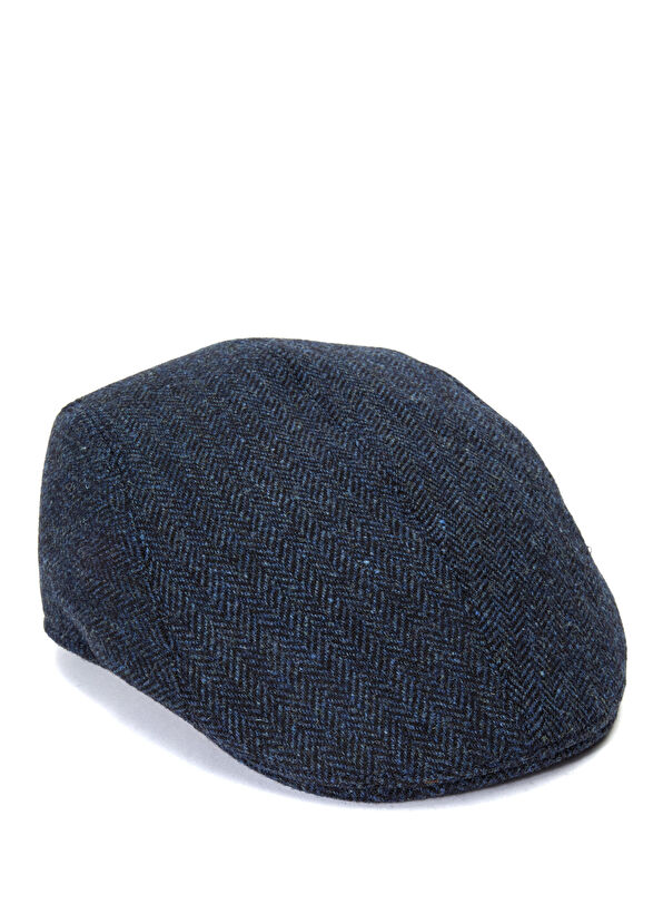 Ivy Modern Koyu Mavi Desenli Yün Şapka - Görsel 2