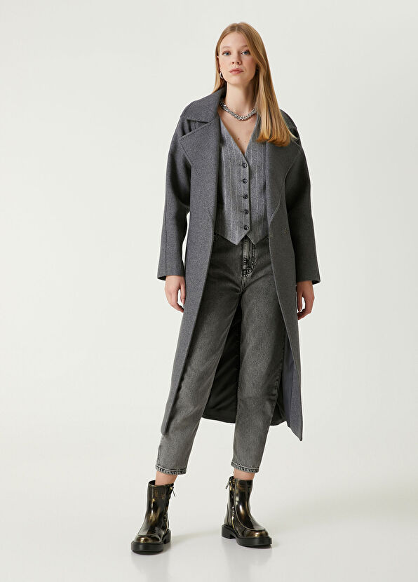 Beymen Club Dark Grey Double-Breasted Wool Coat - 1