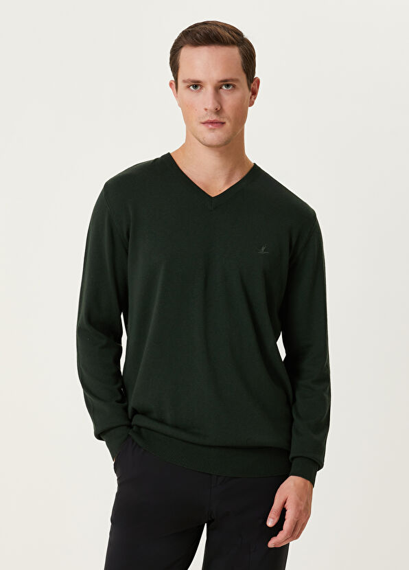 Beymen Club Khaki V-Neck Sweater - 1