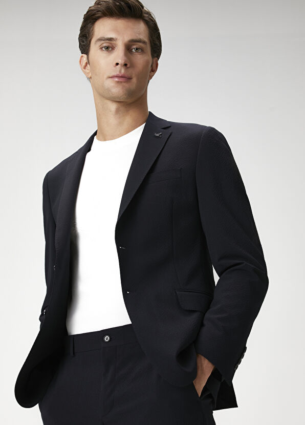 Beymen Club Navy Blue Crinkle Textured Suit - 2