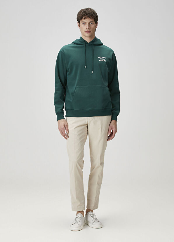 Drôle De Monsieur Koyu Yeşil Kapüşonlu Logolu Sweatshirt - 2