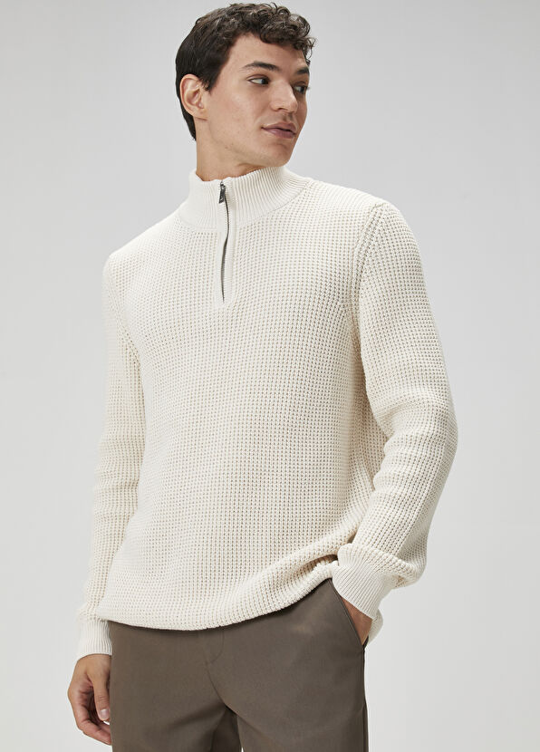 Beymen Club Off-White Collared Zippered Sweater - 2