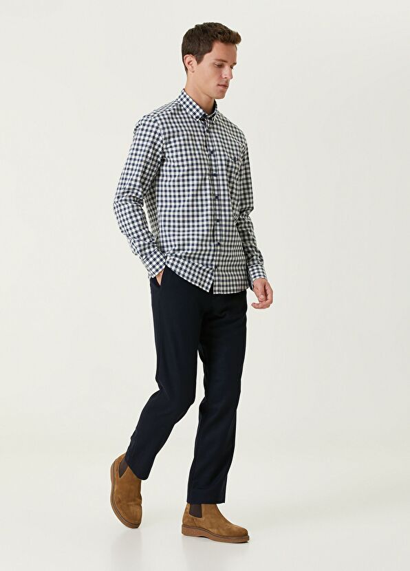 Beymen Club Slim Fit Lacivert Ekose Desenli Gömlek - 3