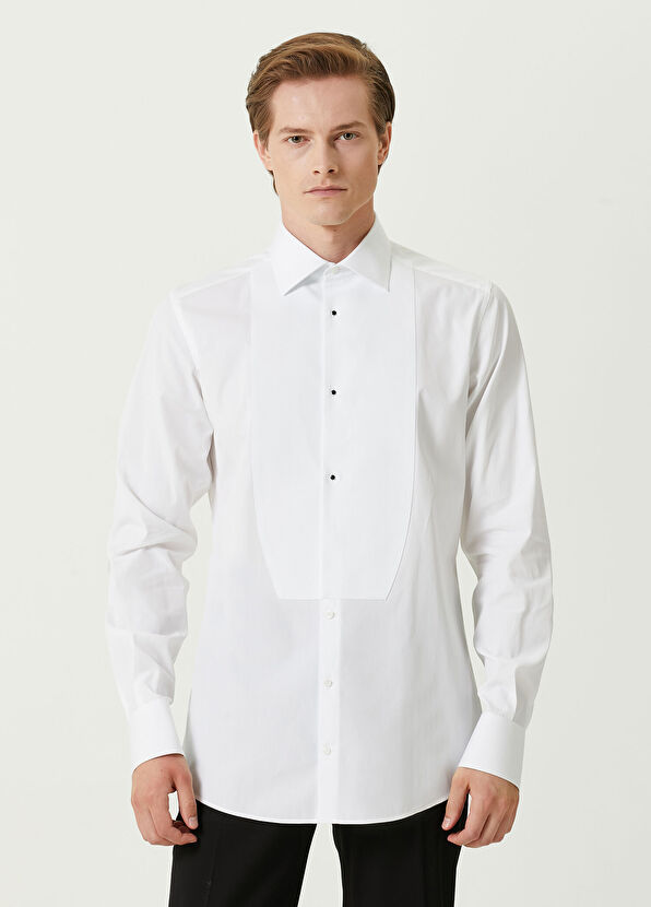 Dolce&Gabbana Beyaz Açık Yaka Smokin Gömleği - 1