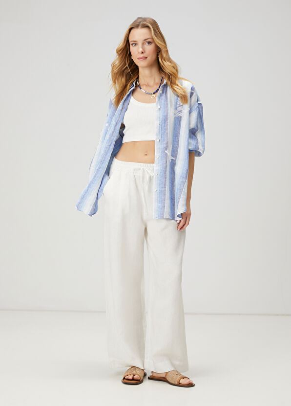 Beymen Club Kırık Beyaz Keten Pantolon - 2