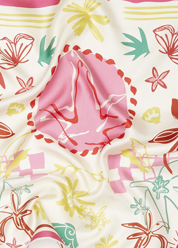 Beymen Club Çok Renkli Çiçek Desenli İpek Eşarp - 4