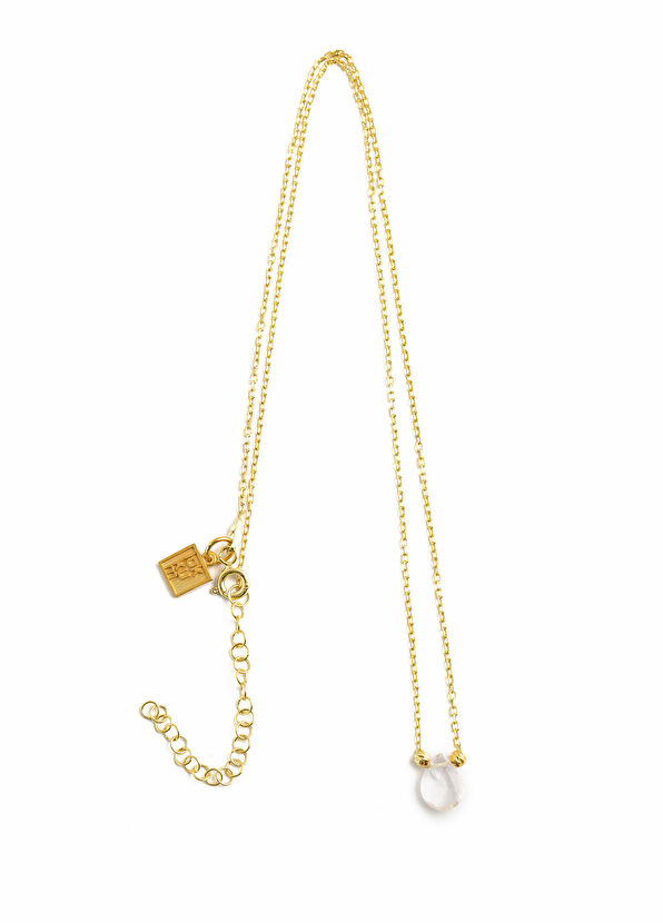 Lokkum Pembe Kuvars Ekim Doğum Taşı 925 Ayar Gümüş Üzeri 18 Ayar Altın Kaplama Kadın Kolye - 2