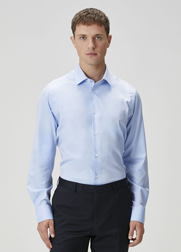 Custom Fit Mavi Gömlek - Görsel 5