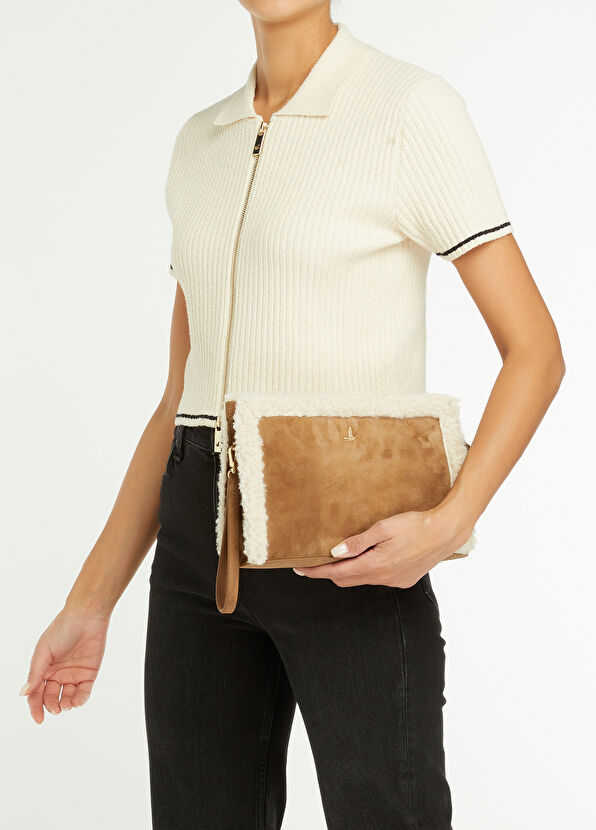 Beymen Club Taupe Womens Leather Clutch - 2