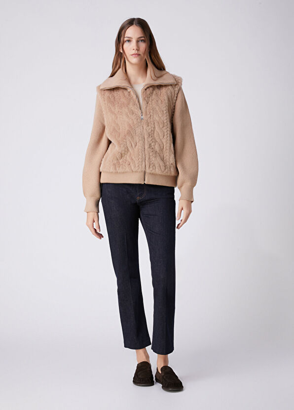 Beymen Club Camel Cable Knit Jacket - 3