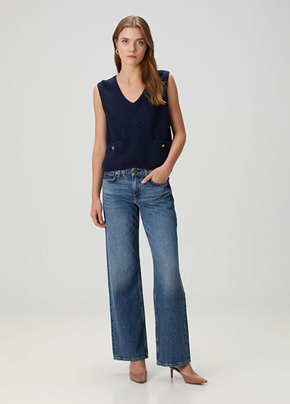 Rag&Bone Saige Relaxed Straight Blue Jeans - 1