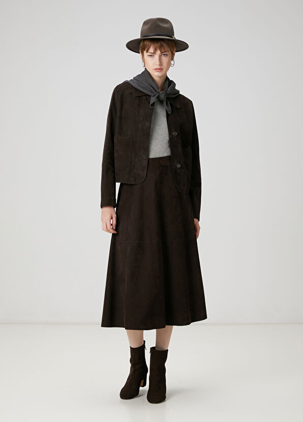 Beymen Club Brown Midi Suede Skirt - 1