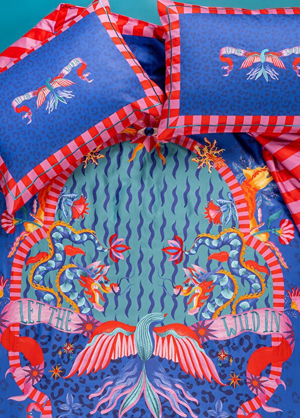 Zsa Zsa Zsu Lahor Mavi Pamuk Saten Nevresim Seti - 2