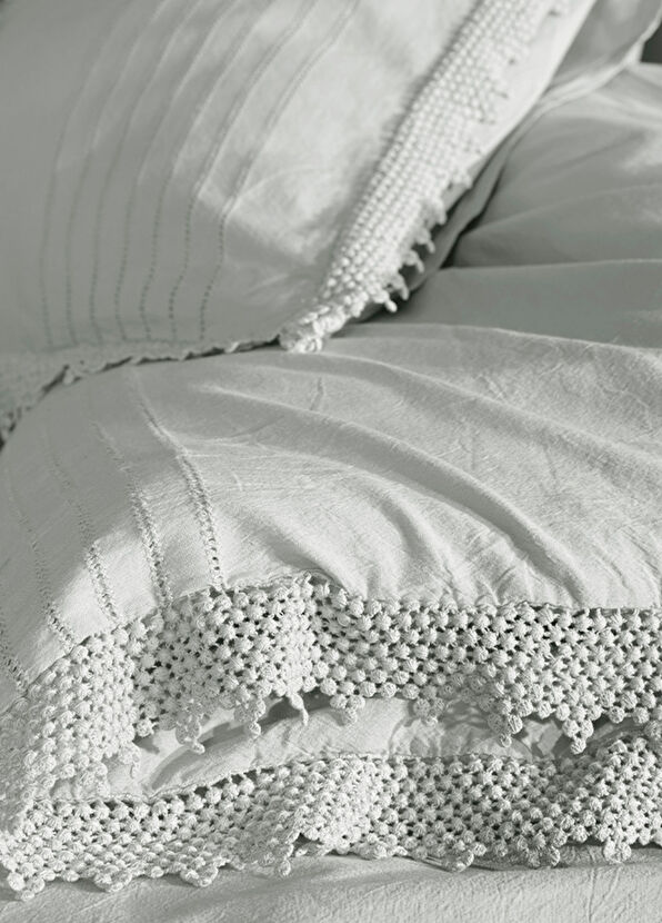 Buldan's Ophelia Off White Cotton Double Duvet Cover Set 200 x 220 cm - 2