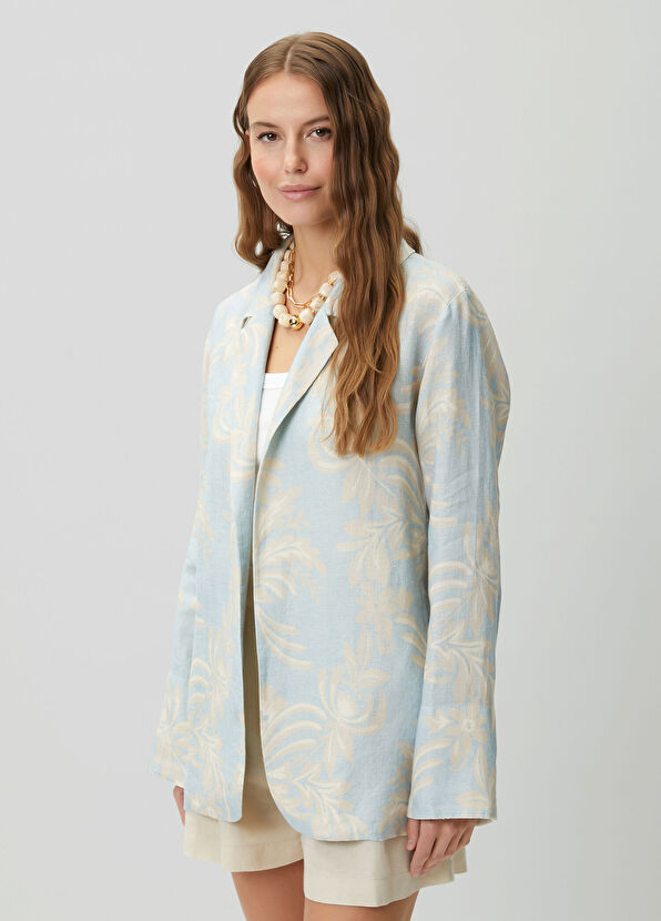 Beymen Club Mint Floral Linen Jacket - 3
