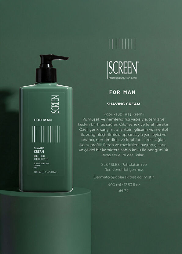Screen Hair Care For Man Shaving Cream Soothing Addolcente Tıraş Kremi 400 ml  - 2