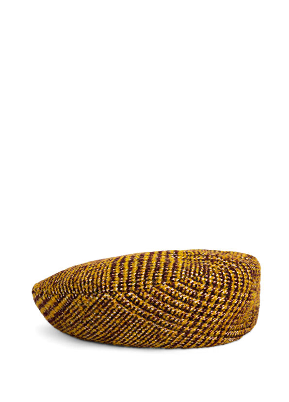 Sibi Hats Chester Sarı Yünlü Ekoseli Erkek Beret Şapka - 1